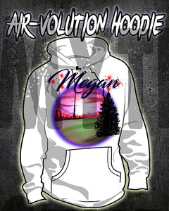 E007 custom personalized airbrush Sunset Mountain Scene Hoodie Sweatshirt Landscape