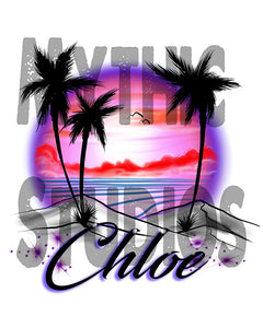 E009 Personalized Airbrush Sunset Beach Landscape License Plate Tag