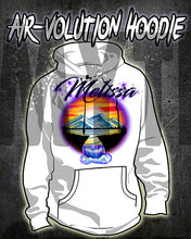 E011 custom personalized airbrush Waterfall sunset Scene Hoodie Sweatshirt