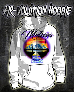 E011 custom personalized airbrush Waterfall sunset Scene Hoodie Sweatshirt