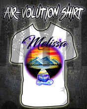 E011 custom personalized airbrush Waterfall sunset Scene Tee Shirt