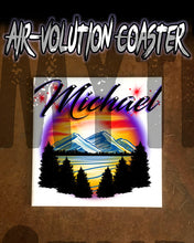 E013 Personalized Airbrush Mountain Landscape Ceramic Coaster