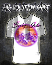 E014 custom personalized airbrush Mountain sunset Scene Tee Shirt