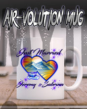 E017 Personalized Airbrush Hearts Mountain Landscape Ceramic Coffee Mug