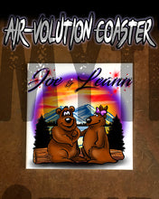 E020 Personalized Airbrush Bears Mountain Landscape Ceramic Coaster