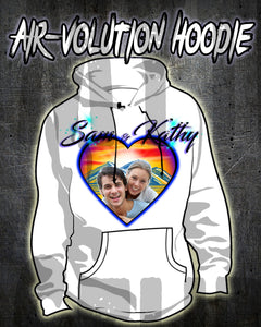 E022 Personalized Airbrush Photo Heart Landscape Hoodie Sweatshirt