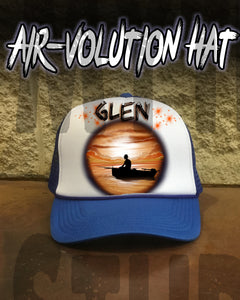 E026 Personalized Airbrush Fishing Landscape Snapback Trucker Hat