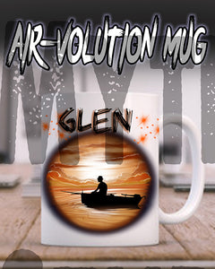 E026 Personalized Airbrush Fishing Landscape Ceramic Coffee Mug