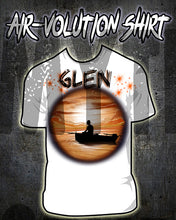 E026 custom personalized airbrush Fishing Fishermen Lake sunset Scene Tee Shirt