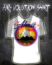 E030 custom personalized airbrush Carnival fair ferris wheel sunset Scene Tee Shirt