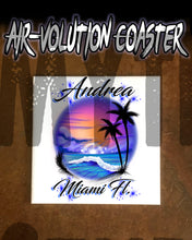 E031 Personalized Airbrush Ocean Wave Scene Ceramic Coaster