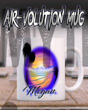 E032 Personalized Airbrush Beach Water Scene Ceramic Coffee Mug