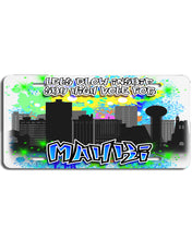 E037 Digitally Airbrush Painted Personalized Custom Urban City Building Landscape    Auto License Plate Tag