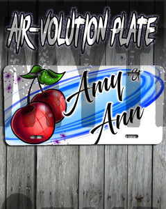 F003 Personalized Airbrushed Best Friend Cherries License Plate Tag