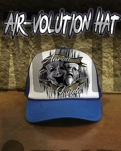 F005 Personalized Airbrushed Drama Faces Snapback Trucker Hat