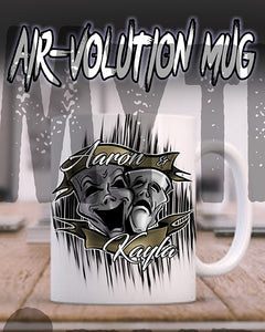 F005 Personalized Airbrushed Drama Faces Ceramic Coffee Mug