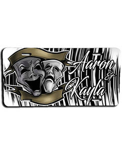 F005 Personalized Airbrushed Drama Faces License Plate Tag