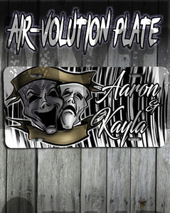 F005 Personalized Airbrushed Drama Faces License Plate Tag