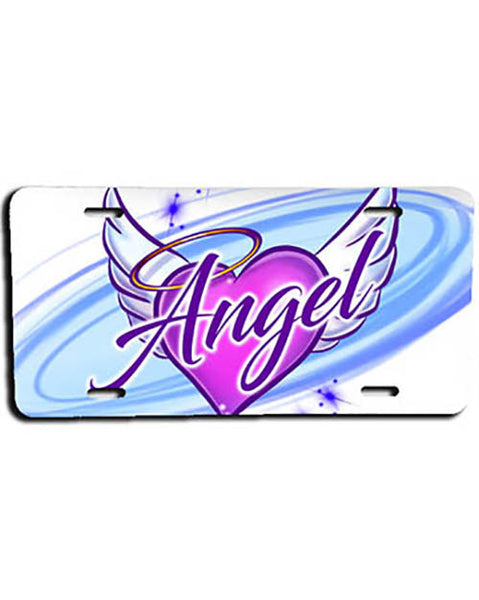 F006 Personalized Airbrushed Angel Wings License Plate Tag
