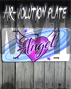 F006 Personalized Airbrushed Angel Wings License Plate Tag