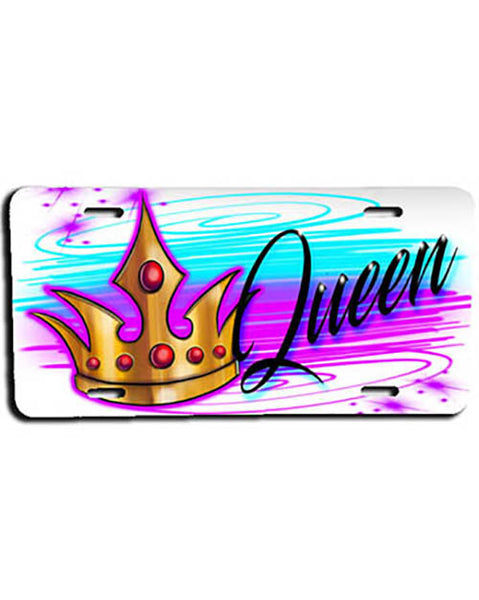 F007 Personalized Airbrushed Crown License Plate Tag