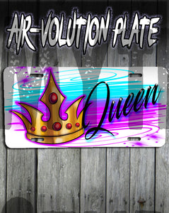 F007 Personalized Airbrushed Crown License Plate Tag