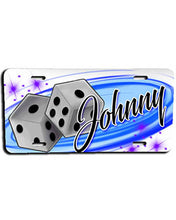 F008 Personalized Airbrushed Dice License Plate Tag