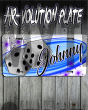 F008 Personalized Airbrushed Dice License Plate Tag