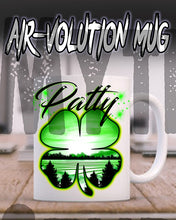 F009 Personalized Airbrushed 4 Leaf Clover Ceramic Coffee Mug