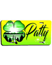 F009 Personalized Airbrushed 4 Leaf Clover License Plate Tag