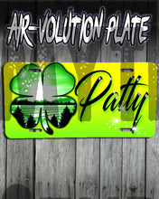F009 Personalized Airbrushed 4 Leaf Clover License Plate Tag