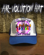 F010 Personalized Airbrushed Stick Figure Girls Snapback Trucker Hat