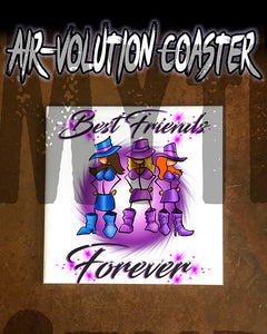 F011 Personalized Airbrushed Stick Figure Girls Ceramic Coaster