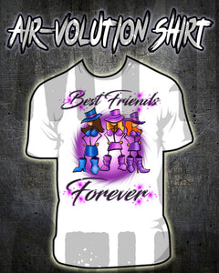 F011 Personalized Airbrushed Stick Figure Girls Tee Shirt