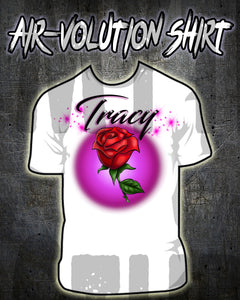 F014 Personalized Airbrushed Rose Flower Tee Shirt