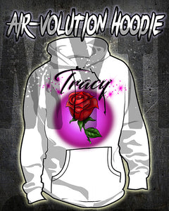 F014 Personalized Airbrushed Rose Flower Hoodie Sweatshirt