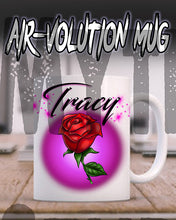 F014 Personalized Airbrushed Rose Flower Ceramic Coffee Mug