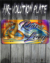 F015 Personalized Airbrushed Wedding Rings License Plate Tag