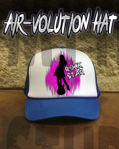 F017 Personalized Airbrushed Rock Star Snapback Trucker Hat