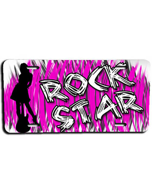 F017 Personalized Airbrushed Rock Star License Plate Tag
