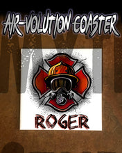 F018 Personalized Airbrushed Firefighter Ceramic Coaster
