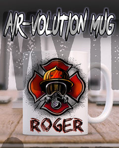 F018 Personalized Airbrushed Firefighter Ceramic Coffee Mug