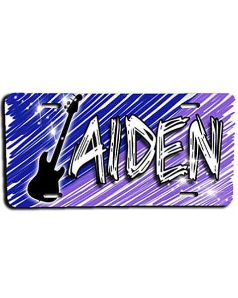 F020 Personalized Airbrushed Guitar License Plate Tag