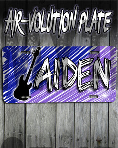 F020 Personalized Airbrushed Guitar License Plate Tag