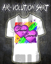 F023 Personalized Airbrushed Hearts Tee Shirt