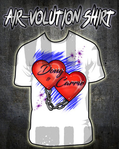 F024 Personalized Airbrushed Heart and Chain Tee Shirt