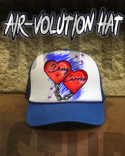 F024 Personalized Airbrushed Heart and Chain Snapback Trucker Hat