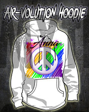 F025 Personalized Airbrushed Peace Sign Hoodie Sweatshirt
