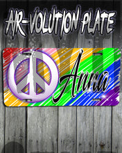 F025 Personalized Airbrushed Peace Sign License Plate Tag