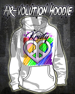 F027 Personalized Airbrushed Peace Heart Hoodie Sweatshirt